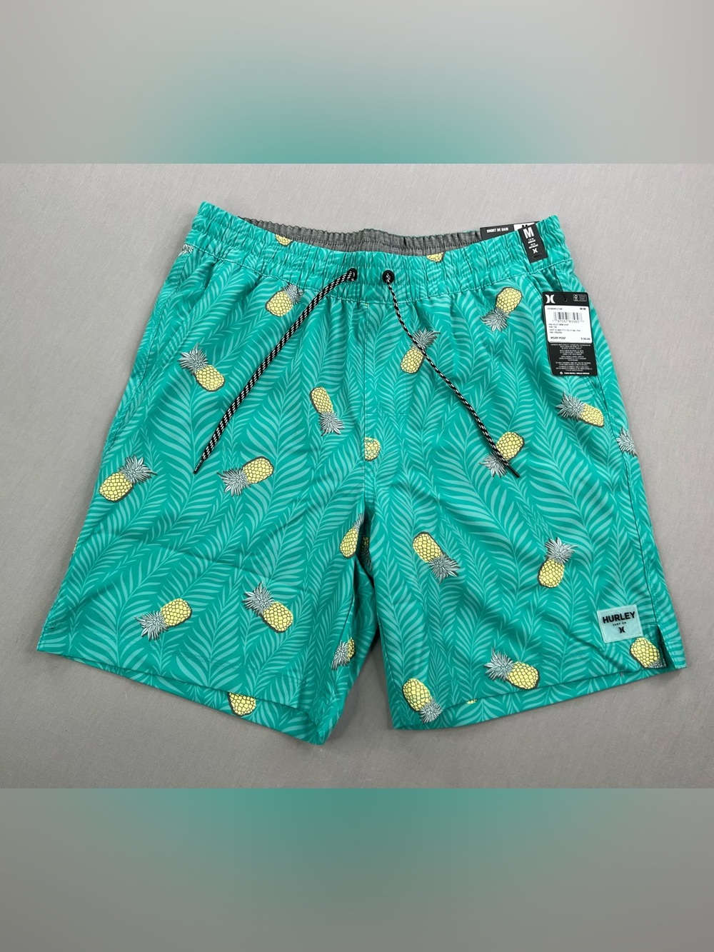 HURLEY MENS PINA VOLLEY LINED SWIM SHORTS PINEAPPLE PRINT